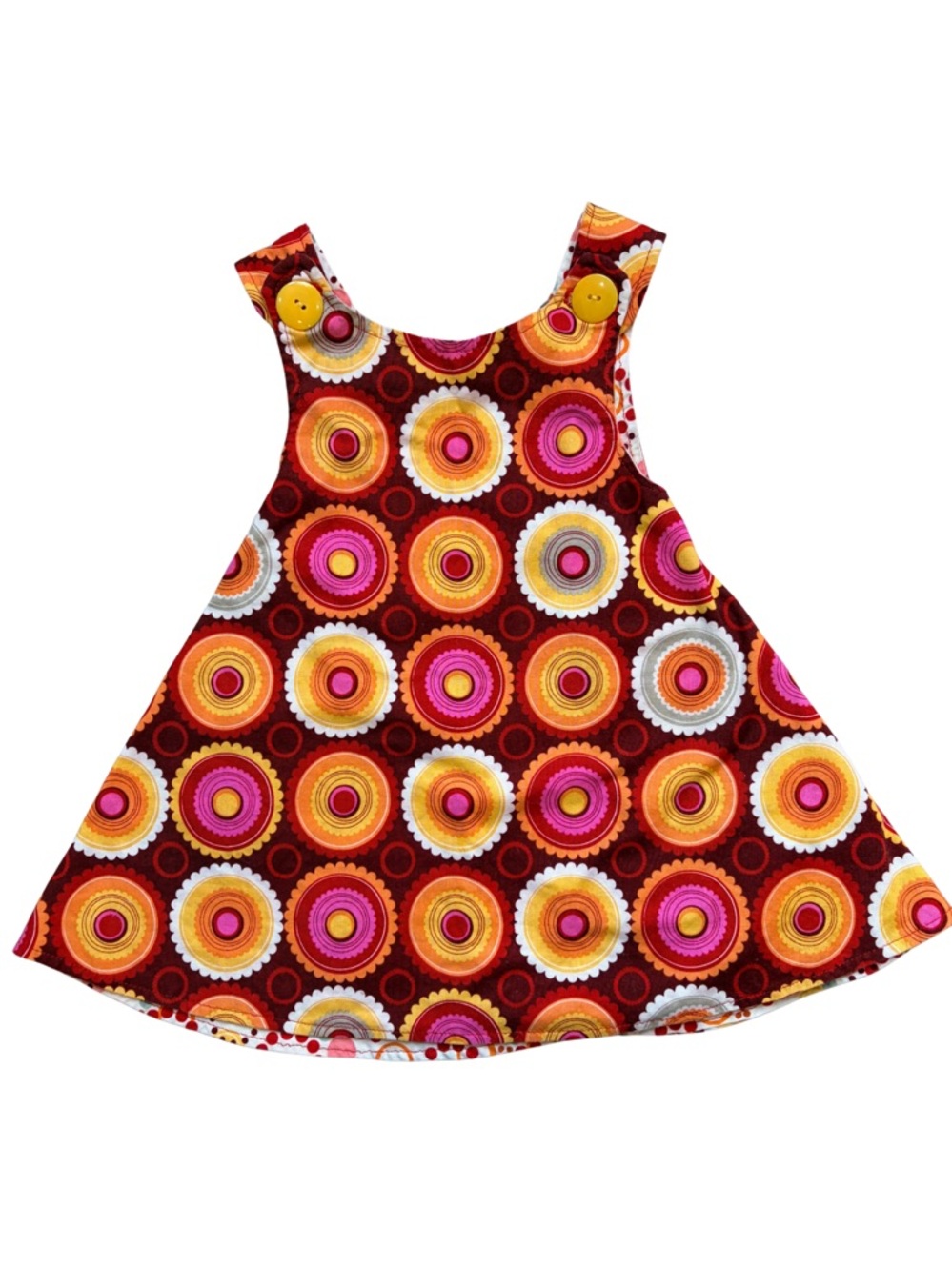 Handmade Reversible Toddler Pinafore Jumper Dress Retro Print 12–24M / 2T